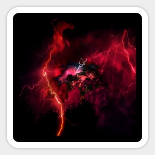 Red Lightning Stormy Electric Sky Sticker